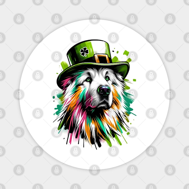 Caucasian Shepherd Dog Celebrates Saint Patrick's Day Magnet by ArtRUs